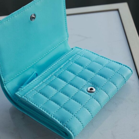 NEW Authentic  Burberry Light Blue Leather Wallet with TB Logo - Picture 3 of 10